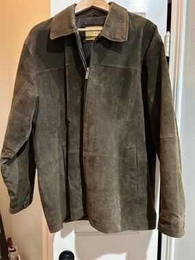 Men's Brown Suede Zip Jacket - Classic Shirt Jacket